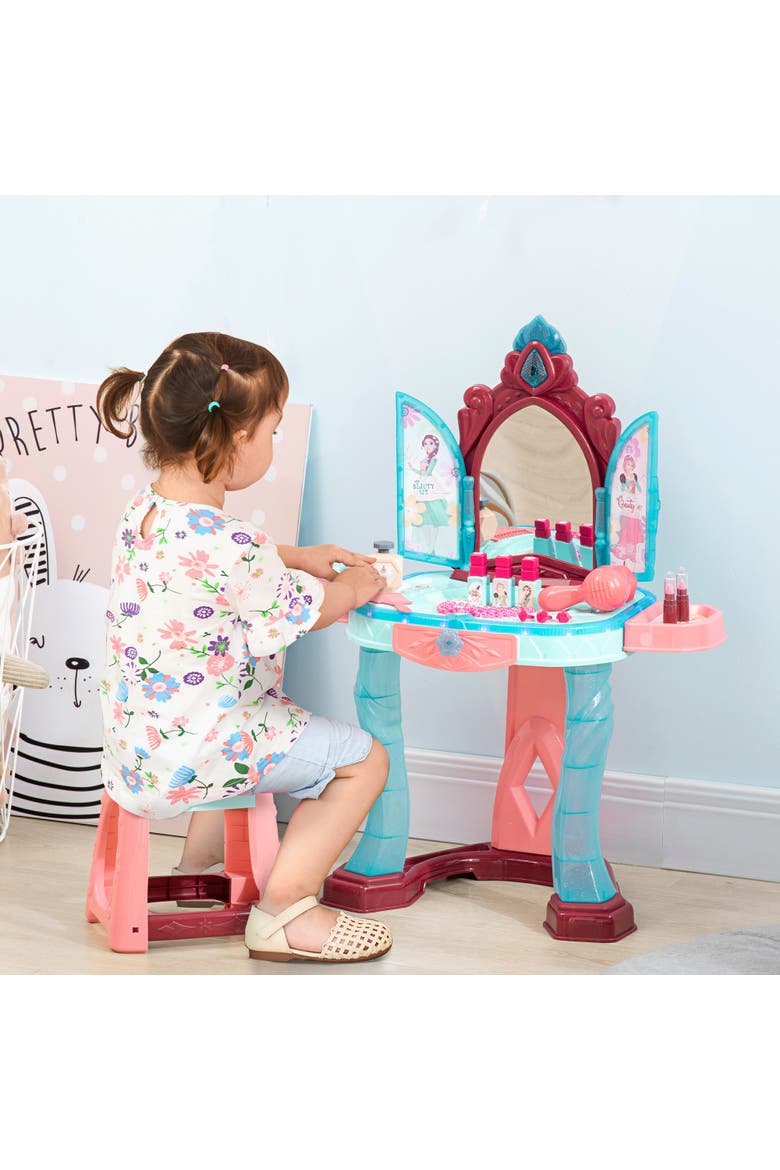 Kids Vanity Set with Chair, 31-Piece Collection, Mirror, Music, Light, Alternate, color, Blue
