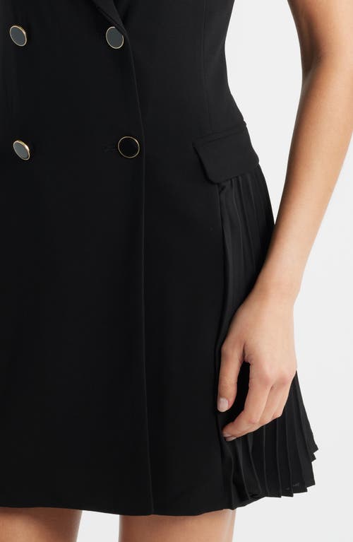 Sam Edelman Pleated Double Breasted Blazer Dress In Black