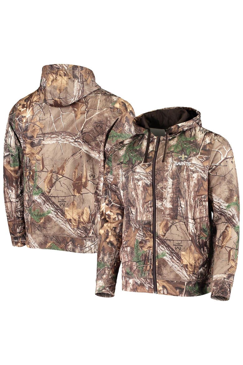 Men's Dunbrooke Realtree Camo New Orleans Saints Trophy Tech Fleece Full-Zip Hoodie, Main, color, Realtree Camo
