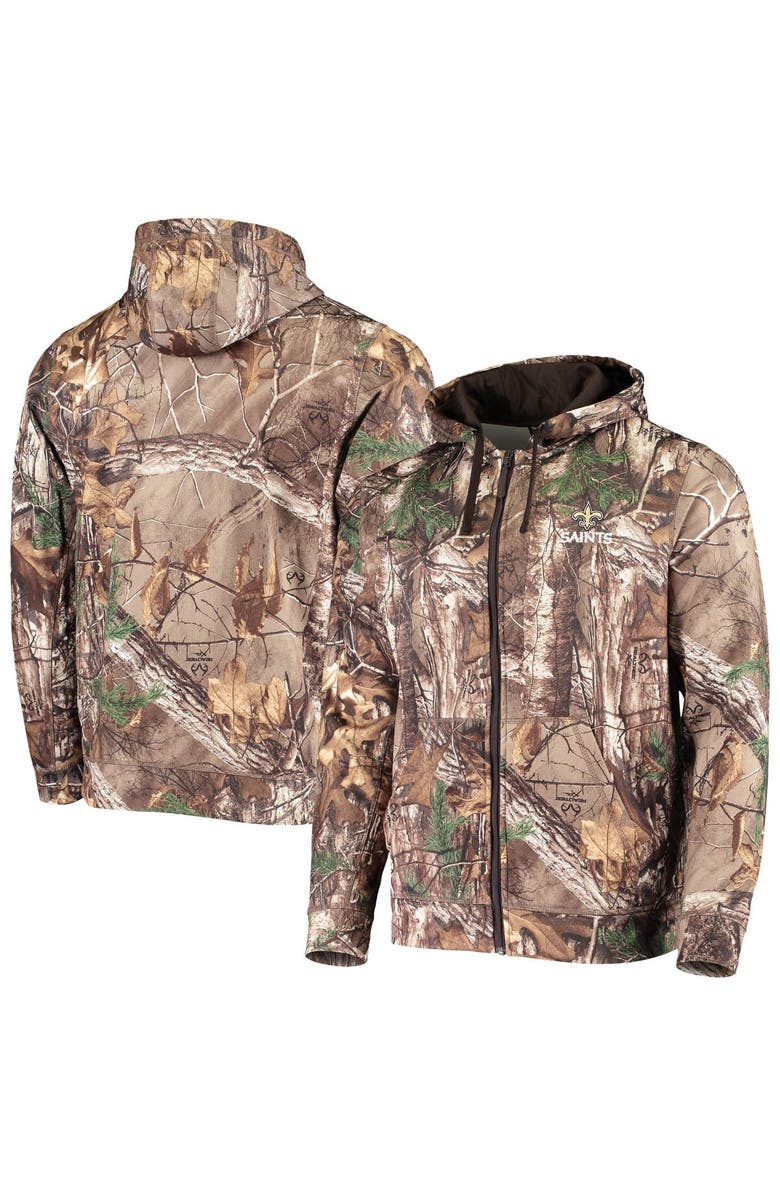 DUNBROOKE Men's Dunbrooke Realtree Camo New Orleans Saints Trophy Tech Fleece Full-Zip Hoodie, Main, color, 