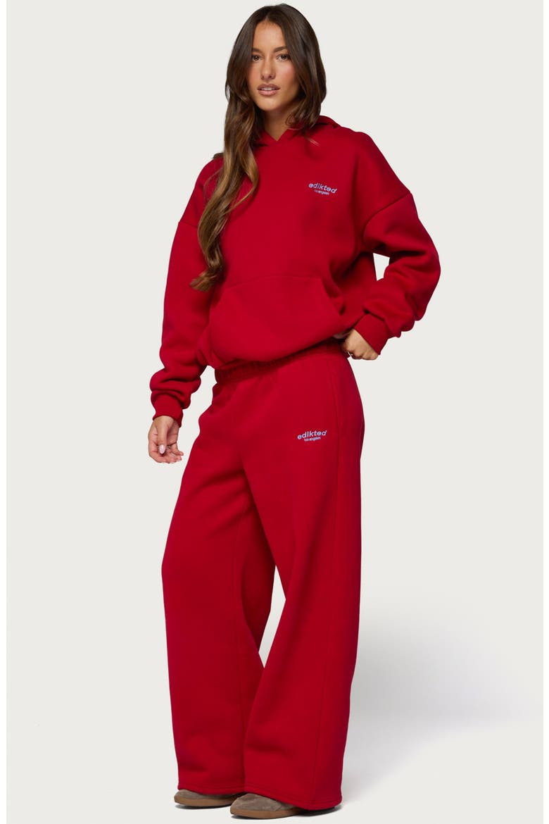 Los Angeles Wide Leg Sweatpants, Alternate, color, RED
