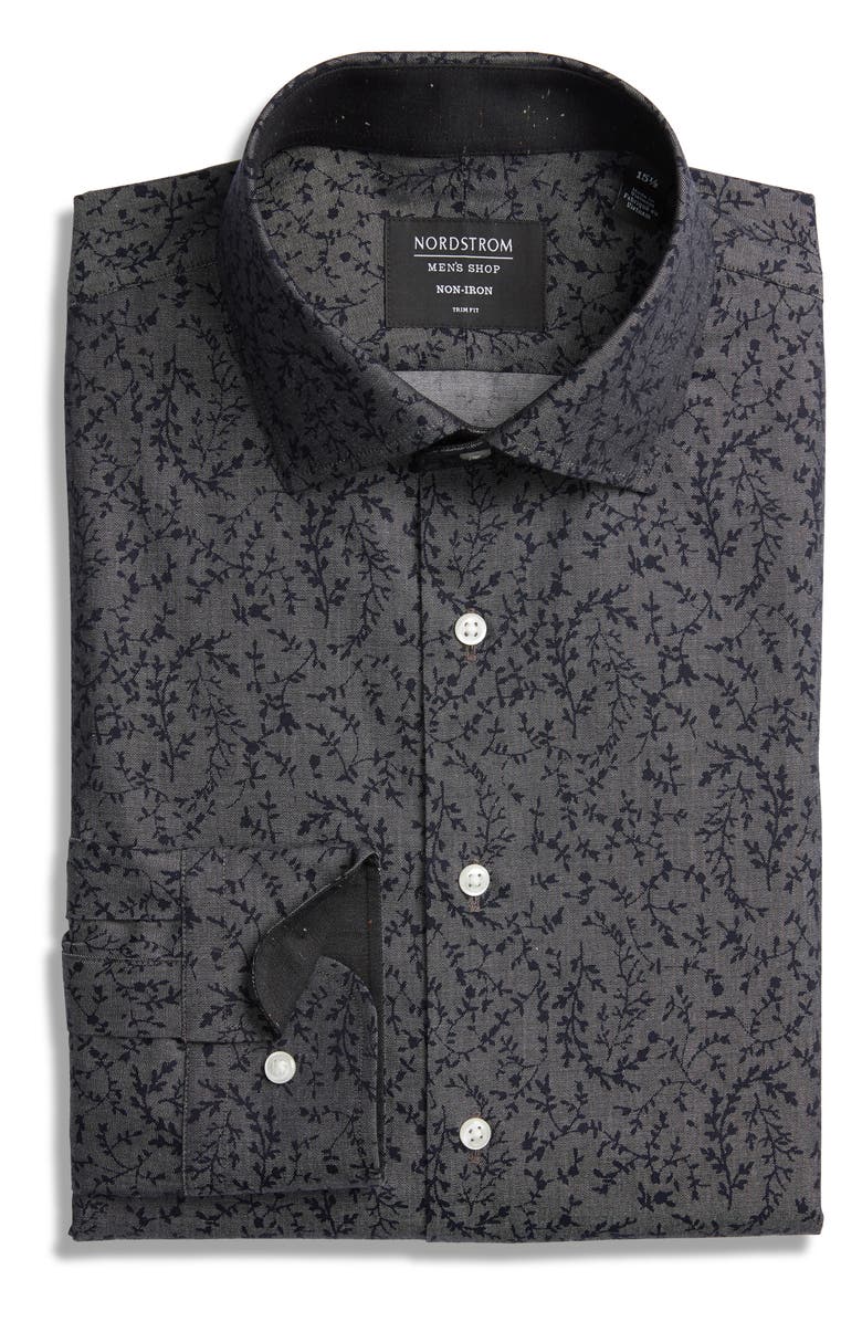 NORDSTROM MEN'S SHOP Trim Fit Non-Iron Dress Shirt, Alternate, color,