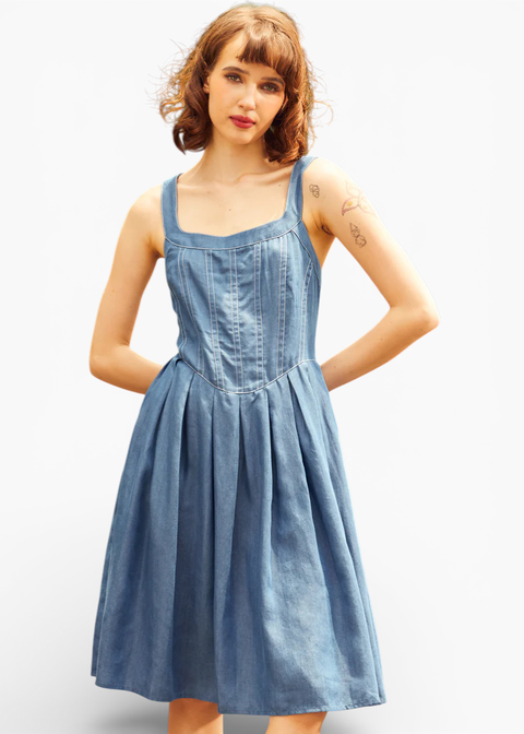 Meet Me on Main Street Chambray Dress