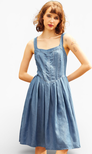 ModCloth Meet Me on Main Street Chambray Dress