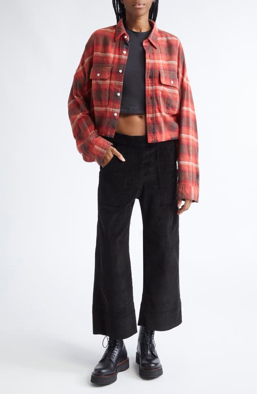 R13 Relaxed Corduroy Crop Work Pants In Black