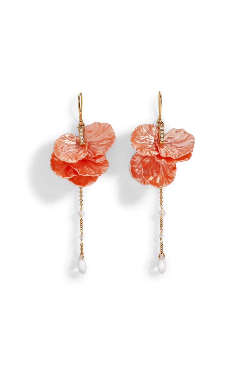 New York Botanical Garden® Peony Petal Statement Earrings, Main, color, Pink