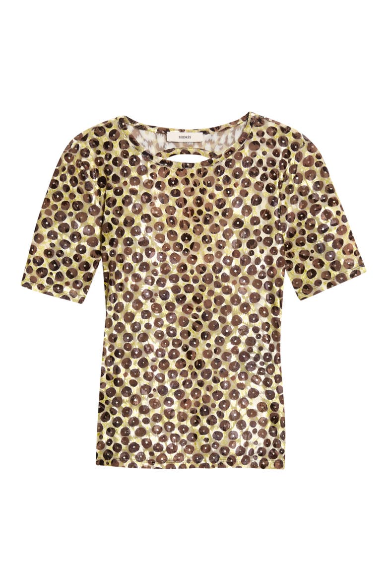 Idyl Print Velvet Devoré Open Back Top, Main, color, BROWN