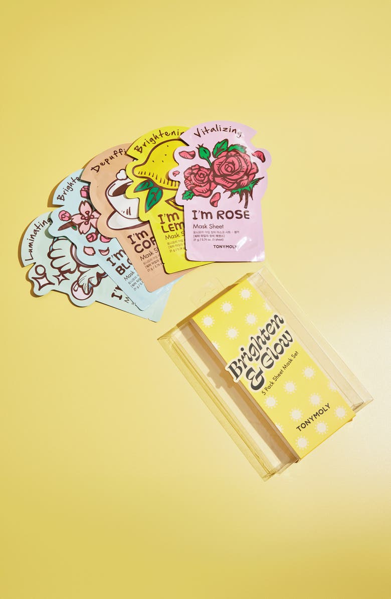 TONYMOLY Brightening Glow Set of 5 Sheet Mask Set, Alternate, color,