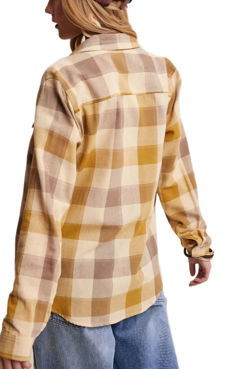 Knit and Lounge Button Flap Detail Plaid Button-Up Shirt, Alternate, color, Yellow Plaid