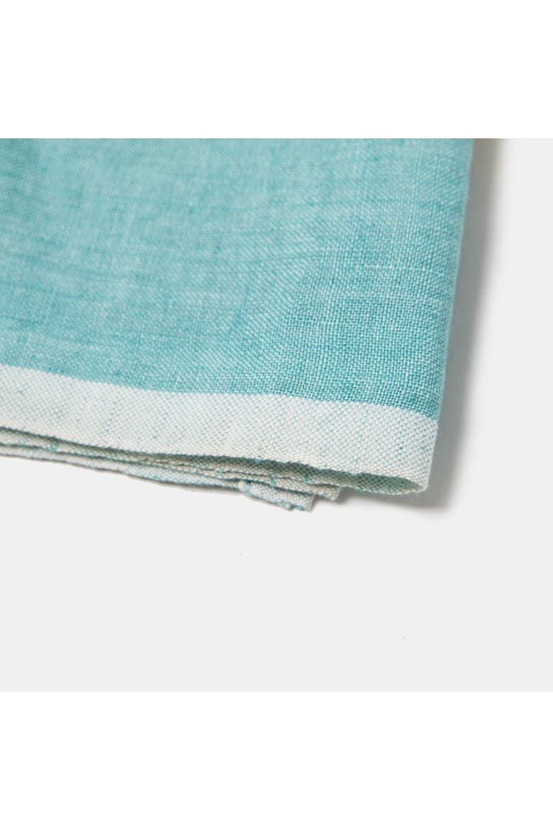 Laundered Linen Towels  - Set of 2, Alternate, color, Aqua/Lime 20" x 30"
