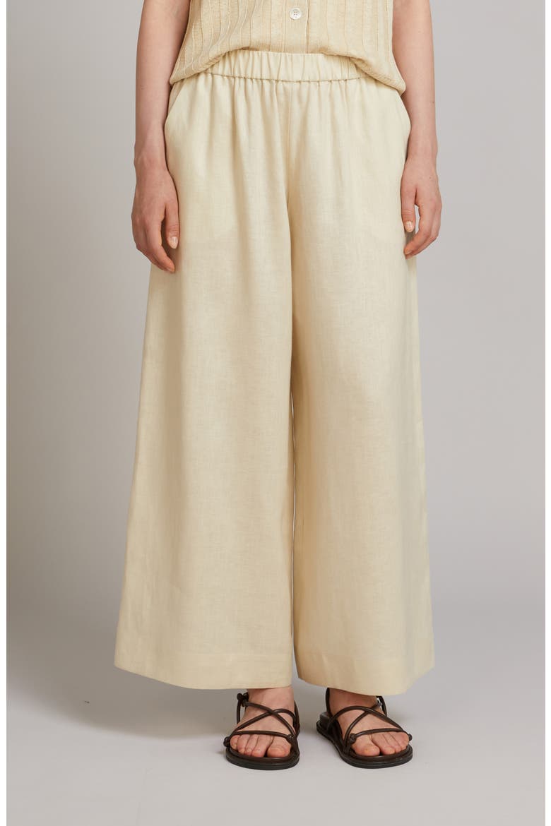 Canneti Wide Leg Linen Canvas Pants, Main, color, MILK