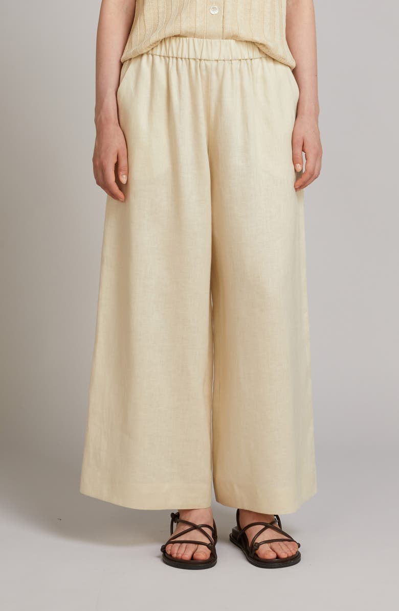 MM by Max Mara Canneti Wide Leg Linen Canvas Pants, Main, color,