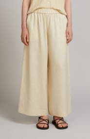 MM by Max Mara Canneti Wide Leg Linen Canvas Pants