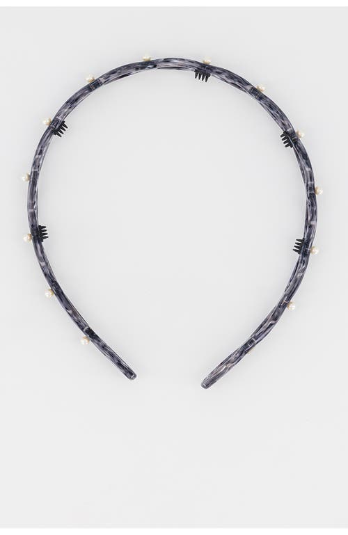 Alexandre De Paris Cutout Ultracomfort Acetate And Pearls Headband In Black