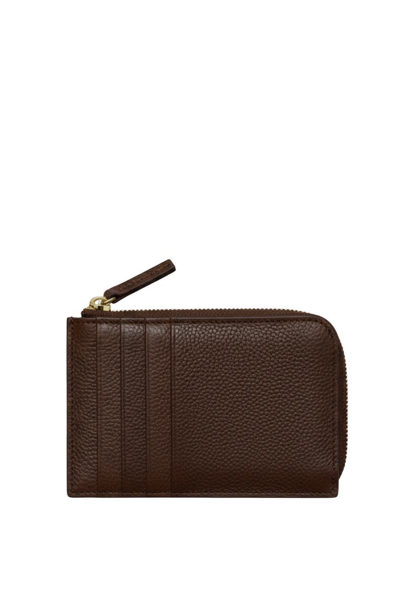 Upcycled Italian Leather Zip-Around Card Wallet, Alternate, color, Brown Pebbled