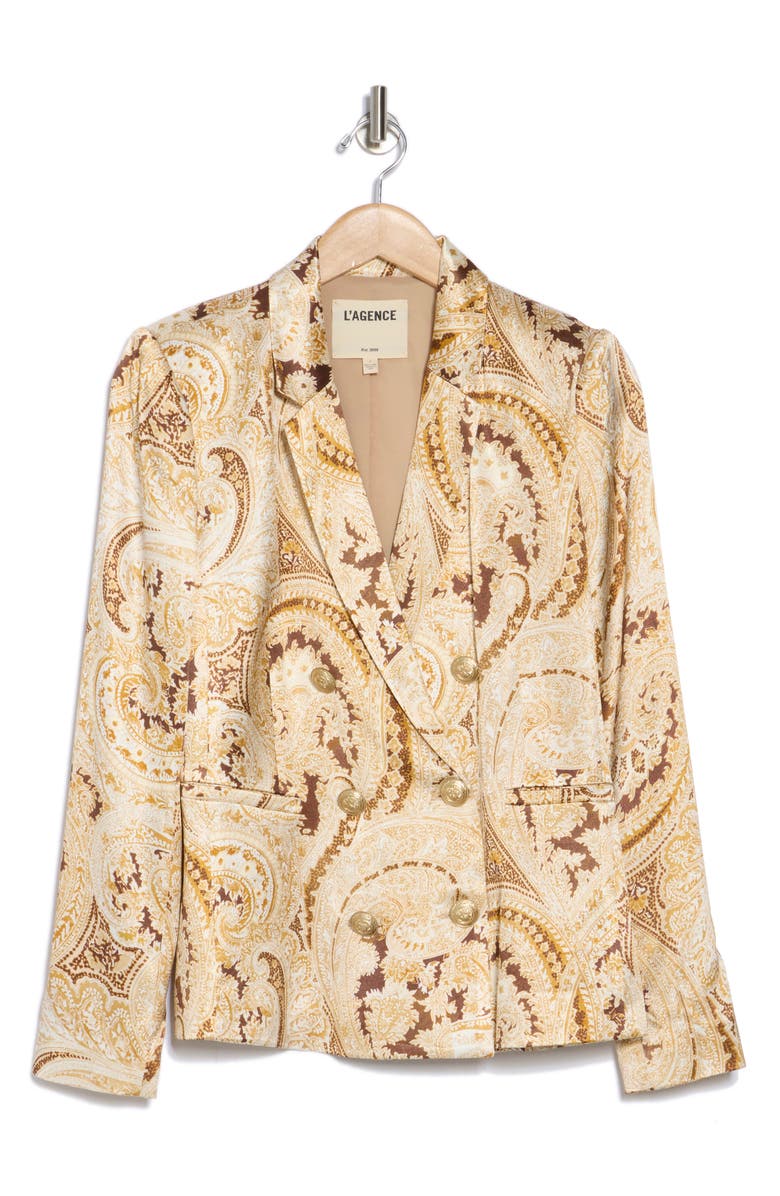L'AGENCE Colin Paisley Double Breasted Blazer, Alternate, color,
