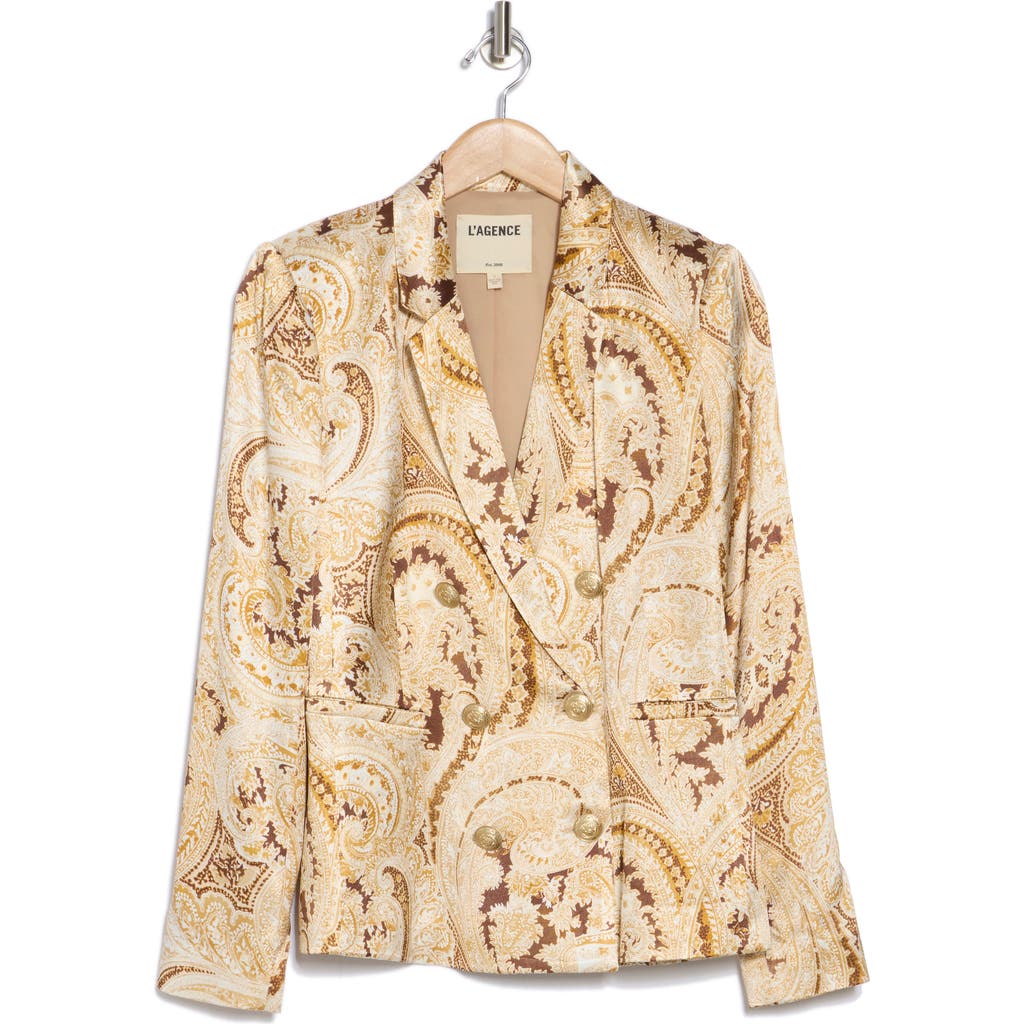 L Agence L'agence Colin Paisley Double Breasted Blazer In Ivory Multi Boute Paisley