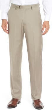 Berle Flat Front Solid Super 130s Wool Gabardine Trousers