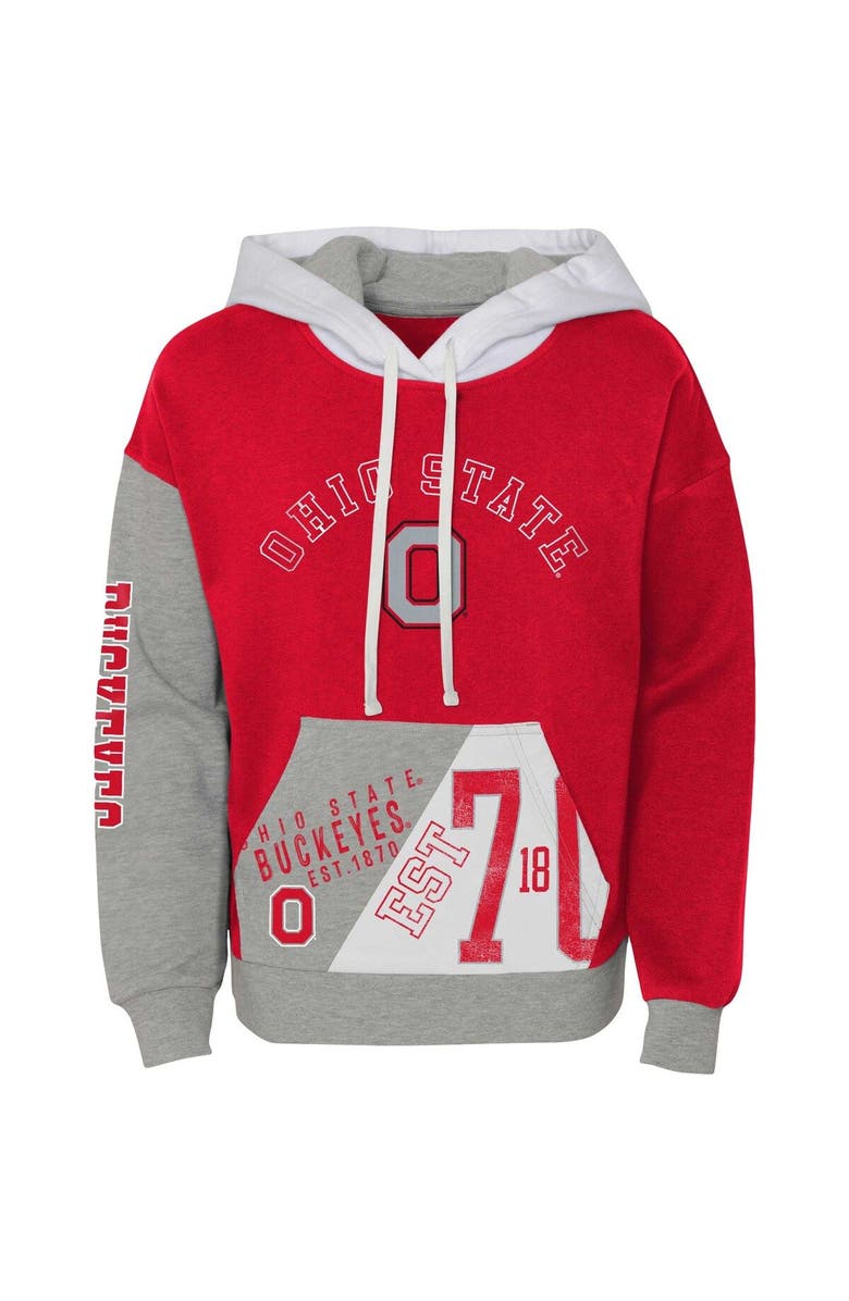 Outerstuff Girls Youth Scarlet Ohio State Buckeyes True Fan Soft Fleece Pullover Hoodie, Alternate, color, Scarlet