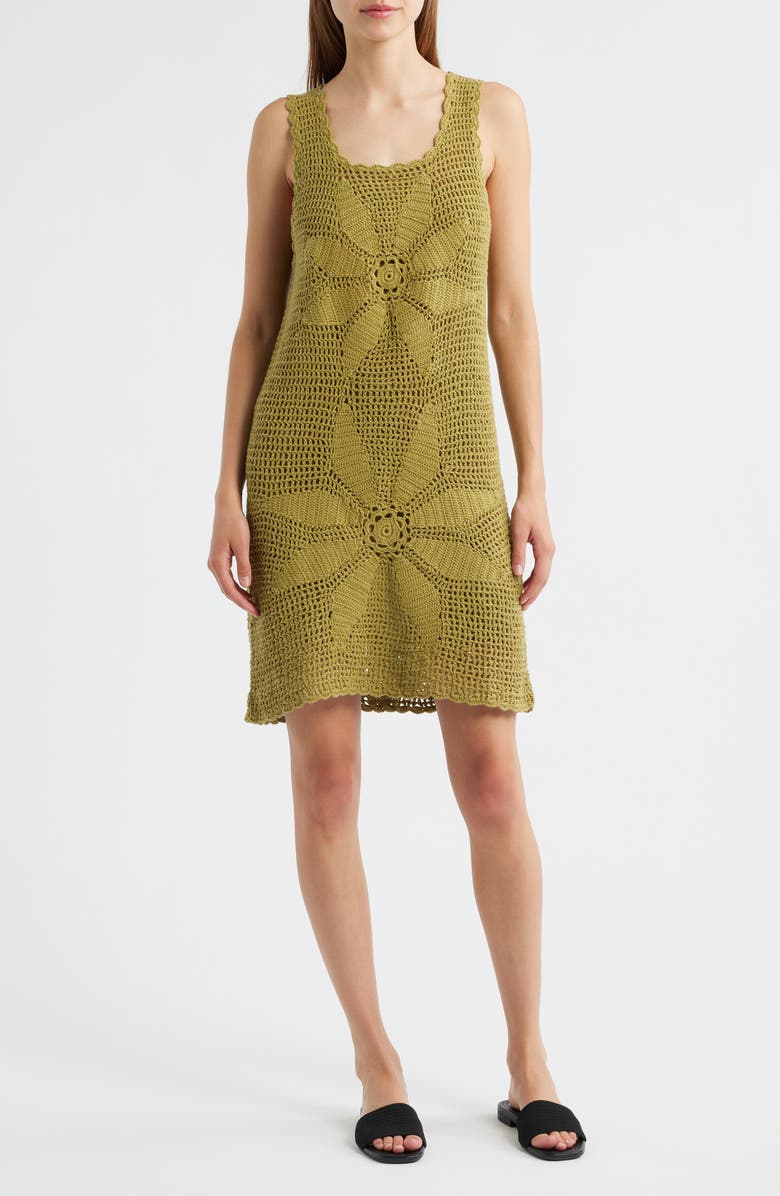 Cleobella Noelani Crochet Minidress, Main, color, Moss
