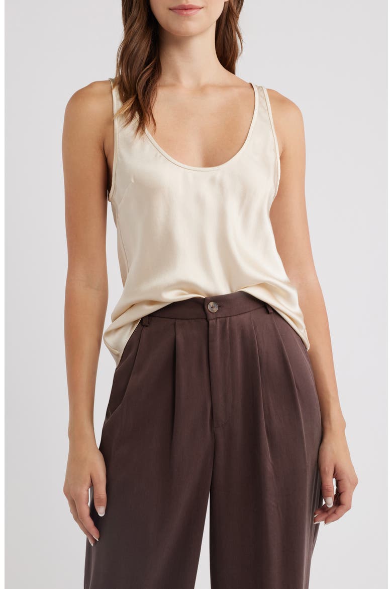 Veya Sleeveless Silk Top, Main, color, ALMOND
