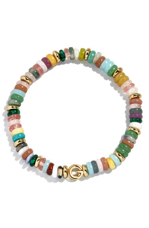 Amaris Semiprecious Initial Beaded Stretch Bracelet