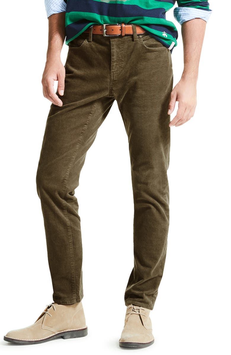 Brooks Brothers Cotton Stretch Corduroy Pants, Main, color, Tarmac