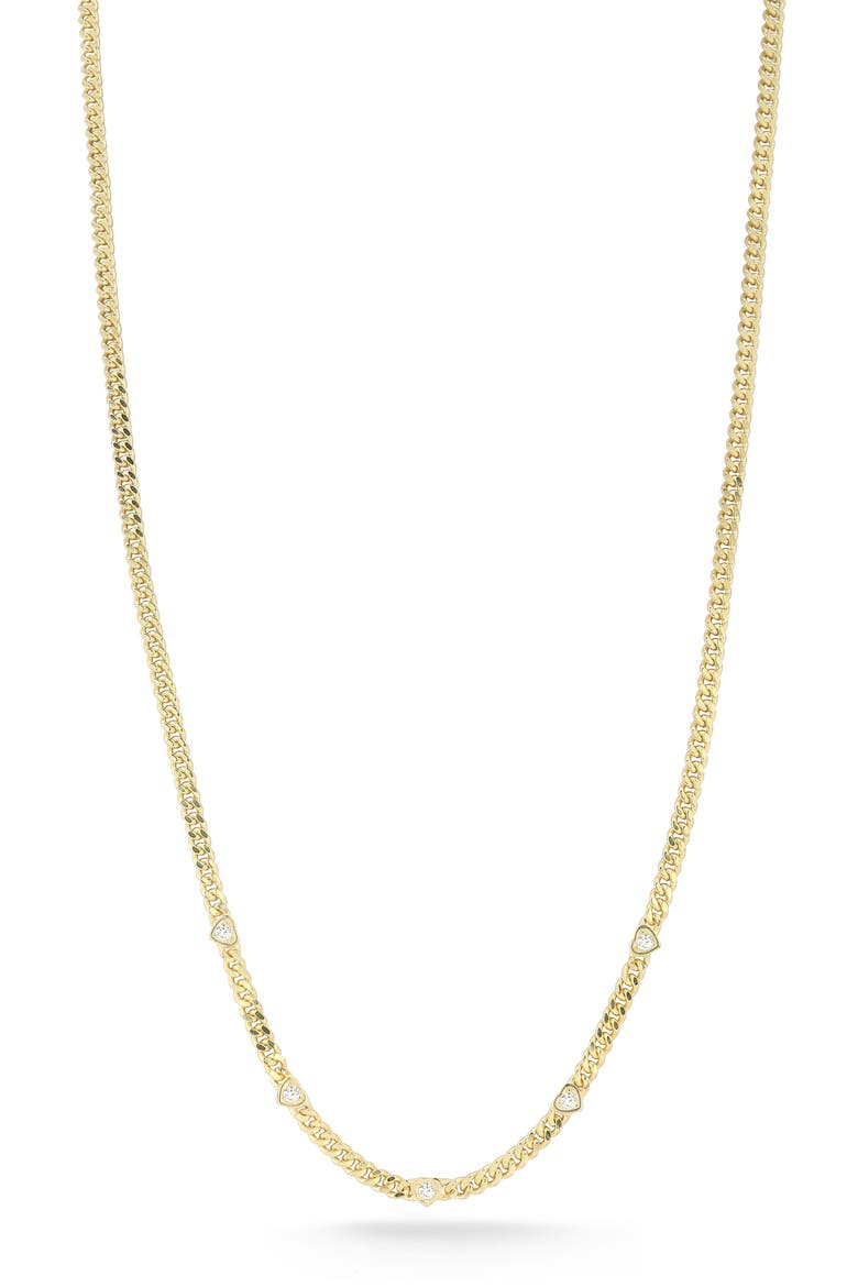 Heart Curb Chain Necklace, Main, color, GOLD