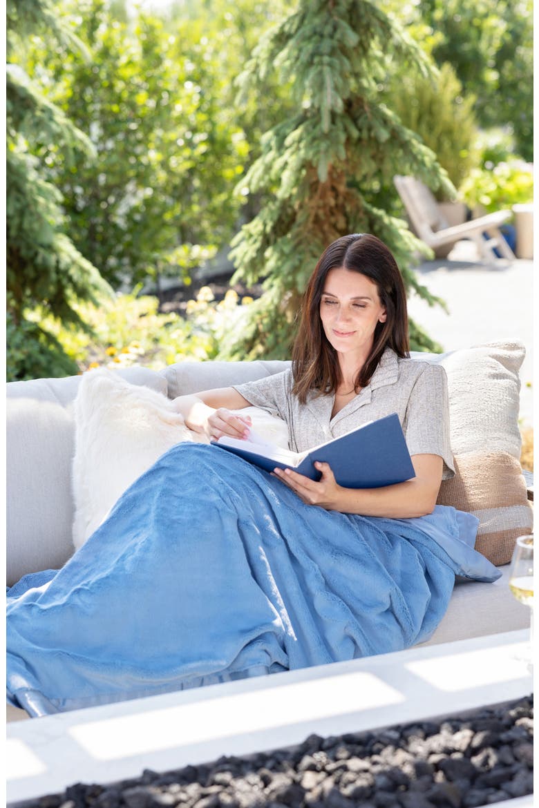 Luxe Big Kid Blanket, Alternate, color, CORNFLOWER