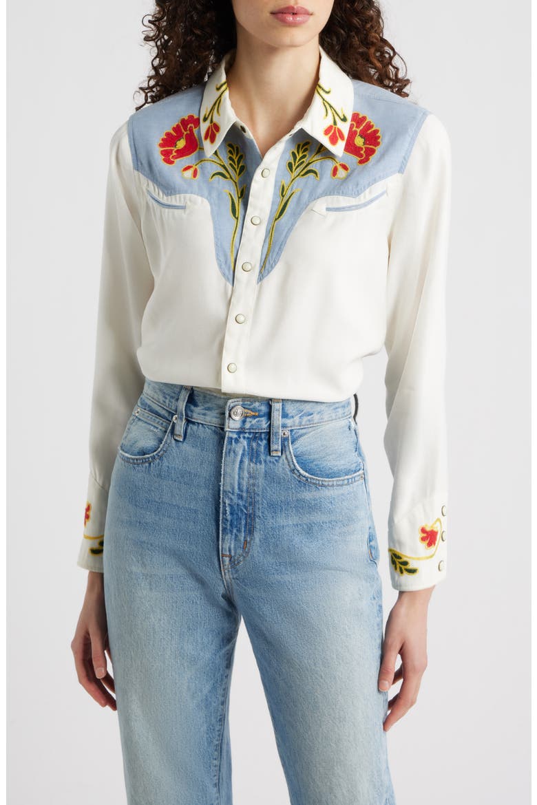 & Stetson The Embroidered Western Shirt, Main, color, CREAM W CHAMBRAY MIX