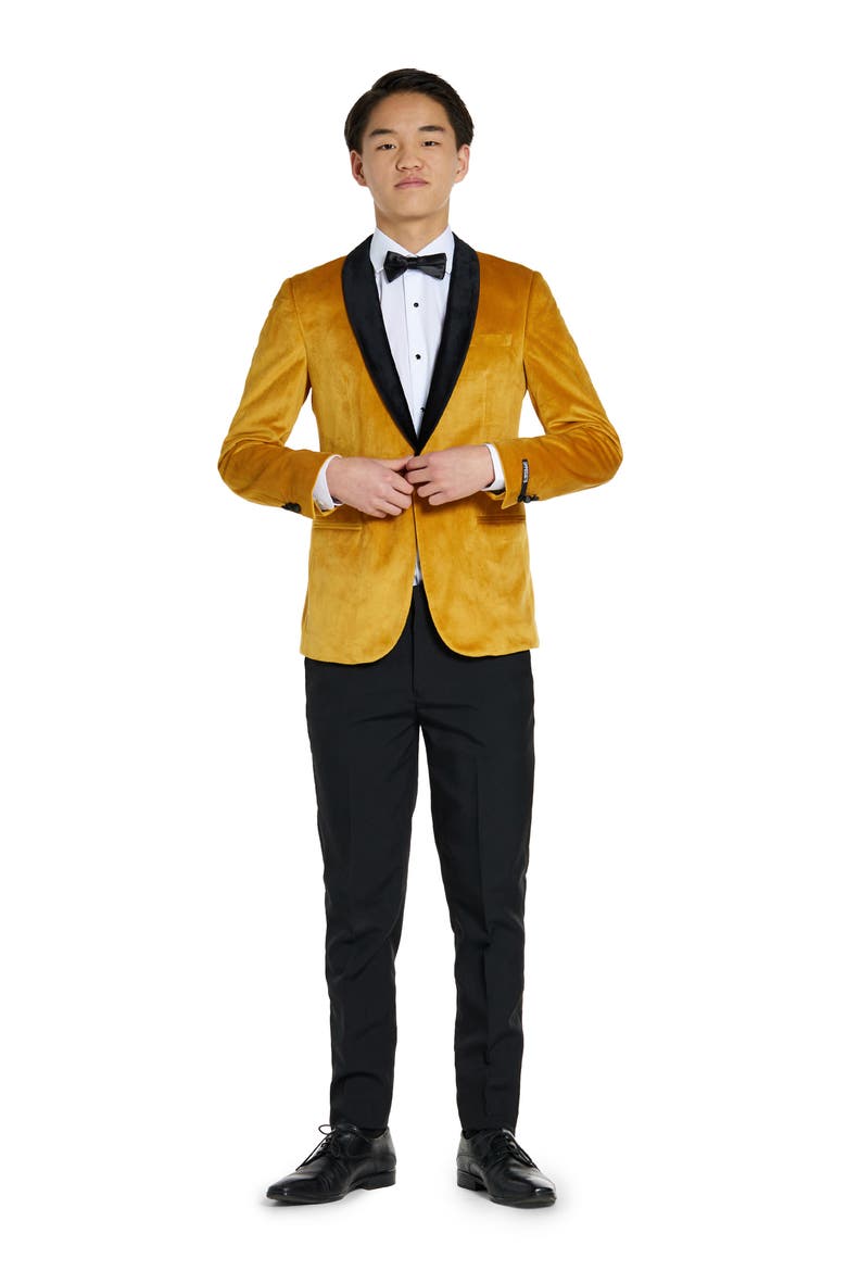 Kids' Satin & Velvet Dinner Jacket, Alternate, color, GOLD