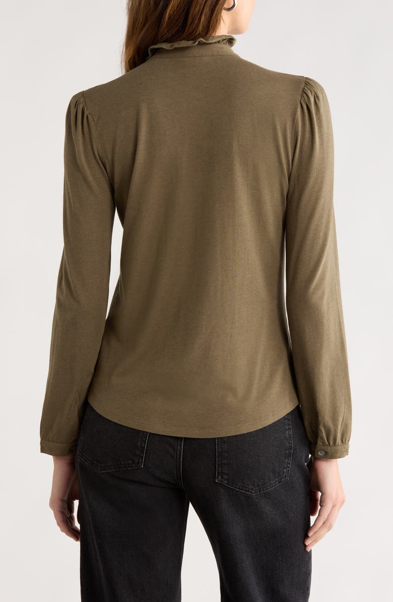 Caslon<sup>®</sup> Ruffle Detail Henley Shirt, Alternate, color, Olive Sarma