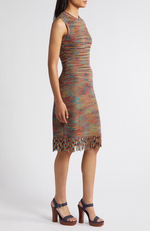 Vince Camuto Mélange Fringe Hem Mini Sweater Dress In Pink Multi