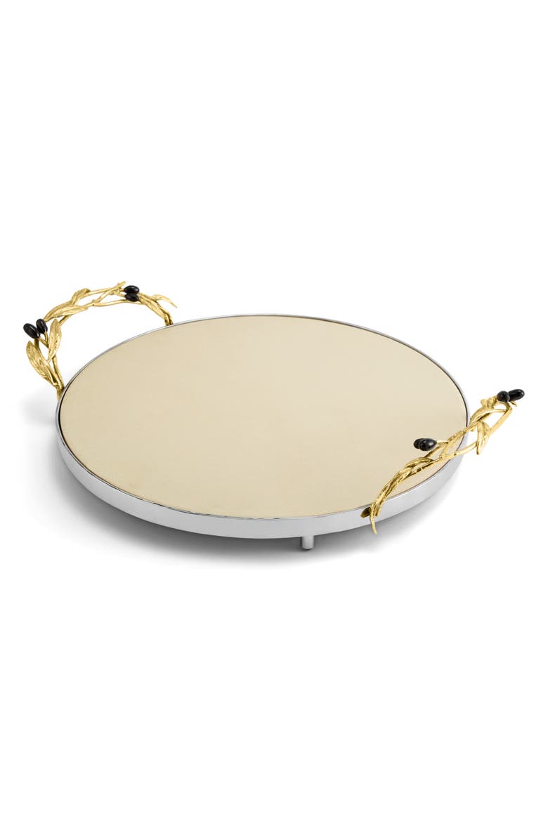 Michael Aram Olive Branch Pizza Stone & Cutter, Main, color, Gold