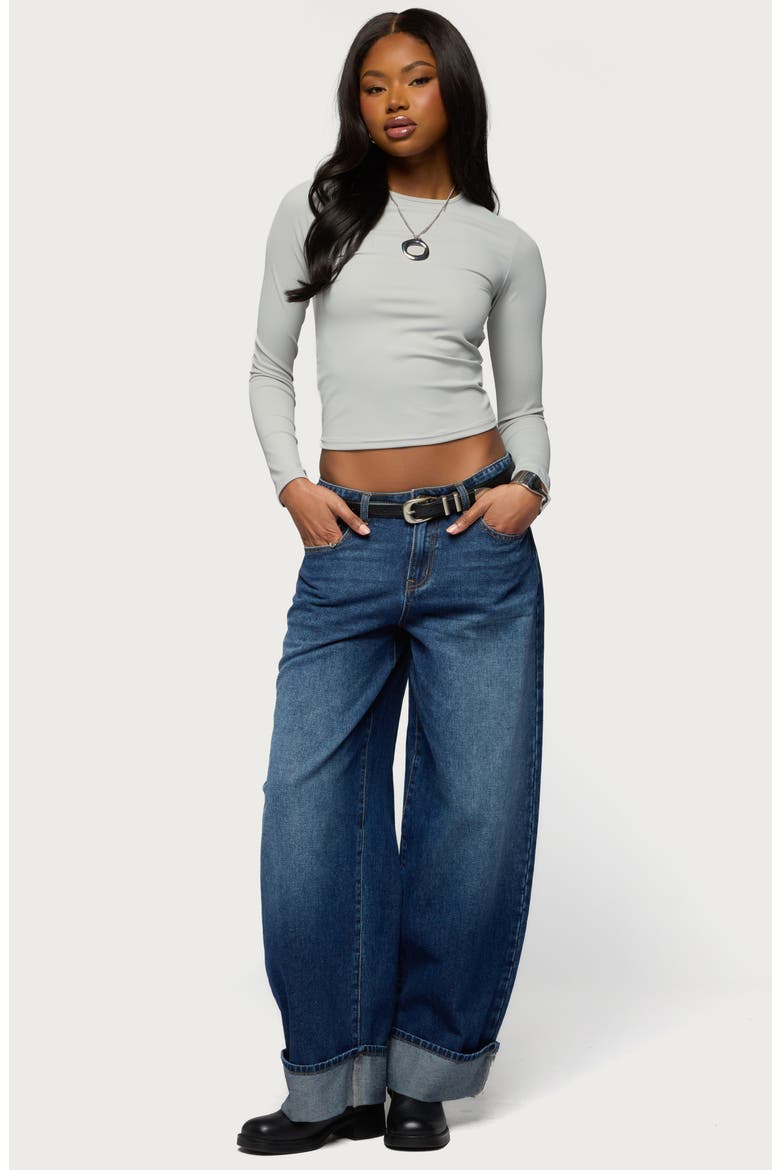 Tay Long Sleeve Crop Top, Alternate, color, GRAY