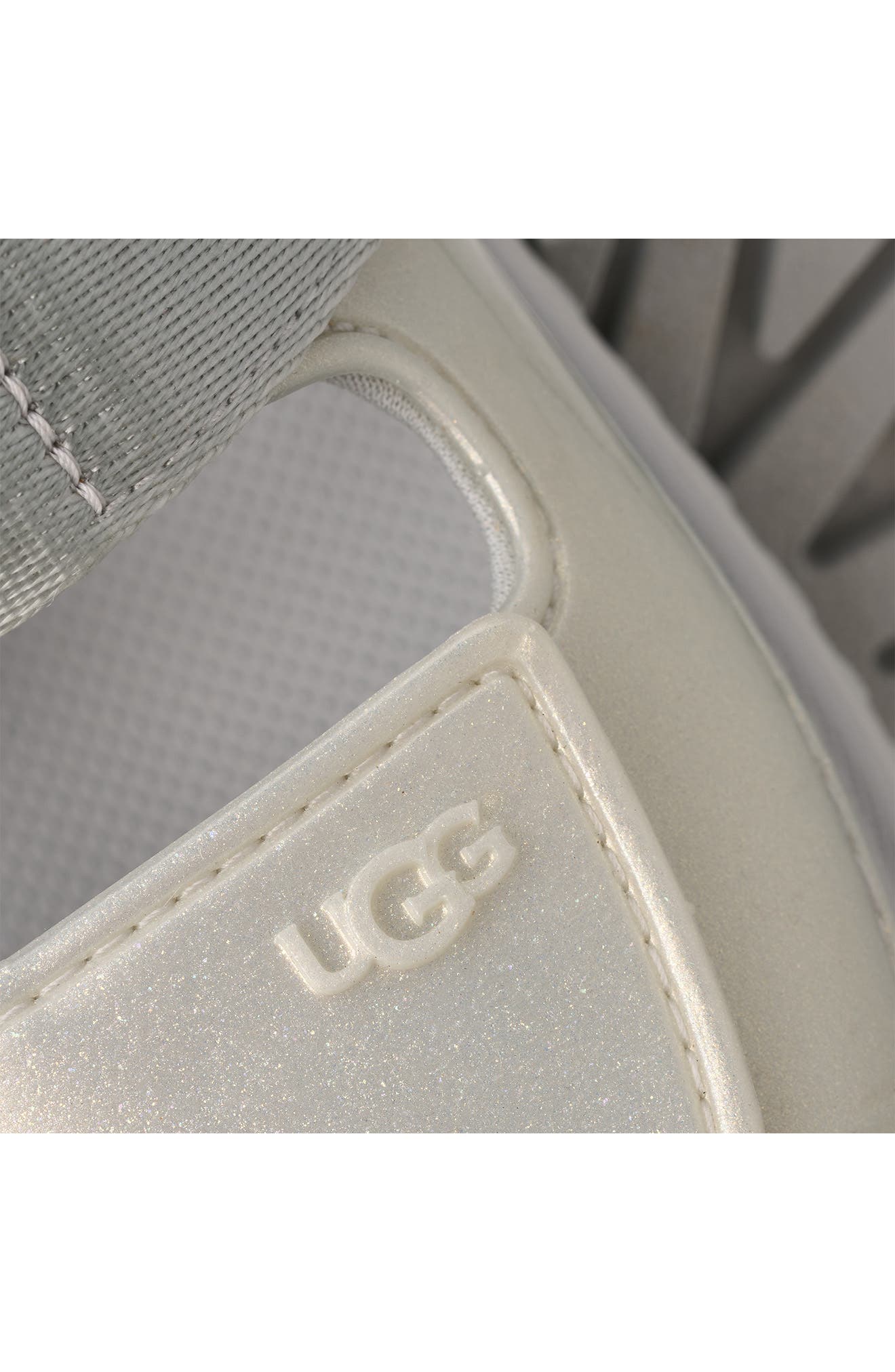UGG<sup>®</sup> Kids' Goldenglow Glossy Sparkles Water Friendly Sandal, Alternate, color, Silver