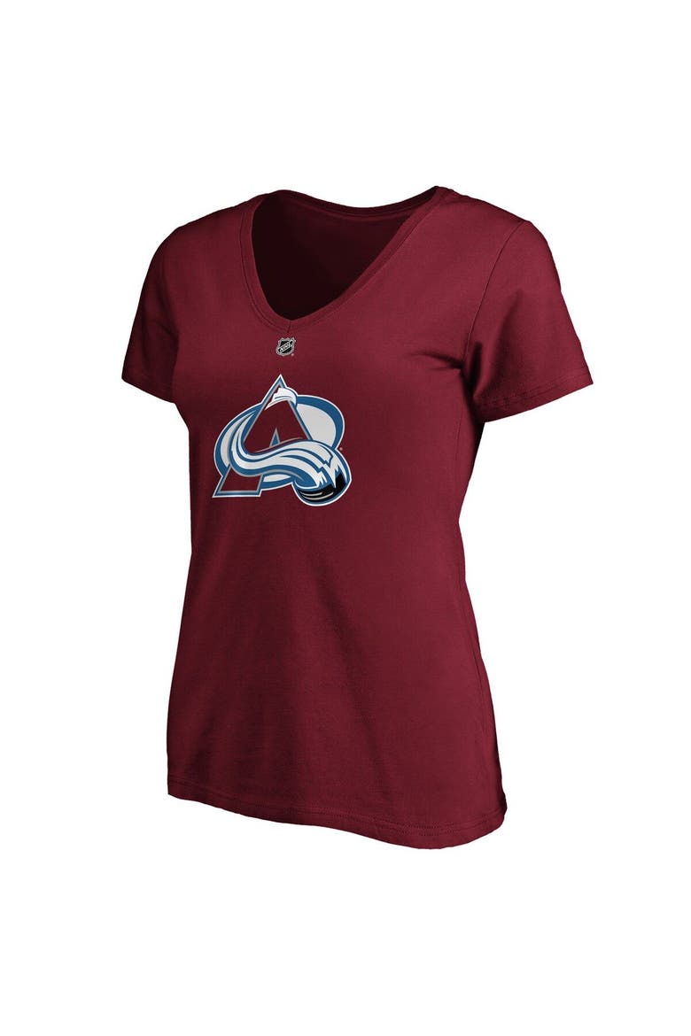 Women's Fanatics Branded Nathan MacKinnon Burgundy Colorado Avalanche Plus Size Name & Number V-Neck T-Shirt, Alternate, color, Burgundy
