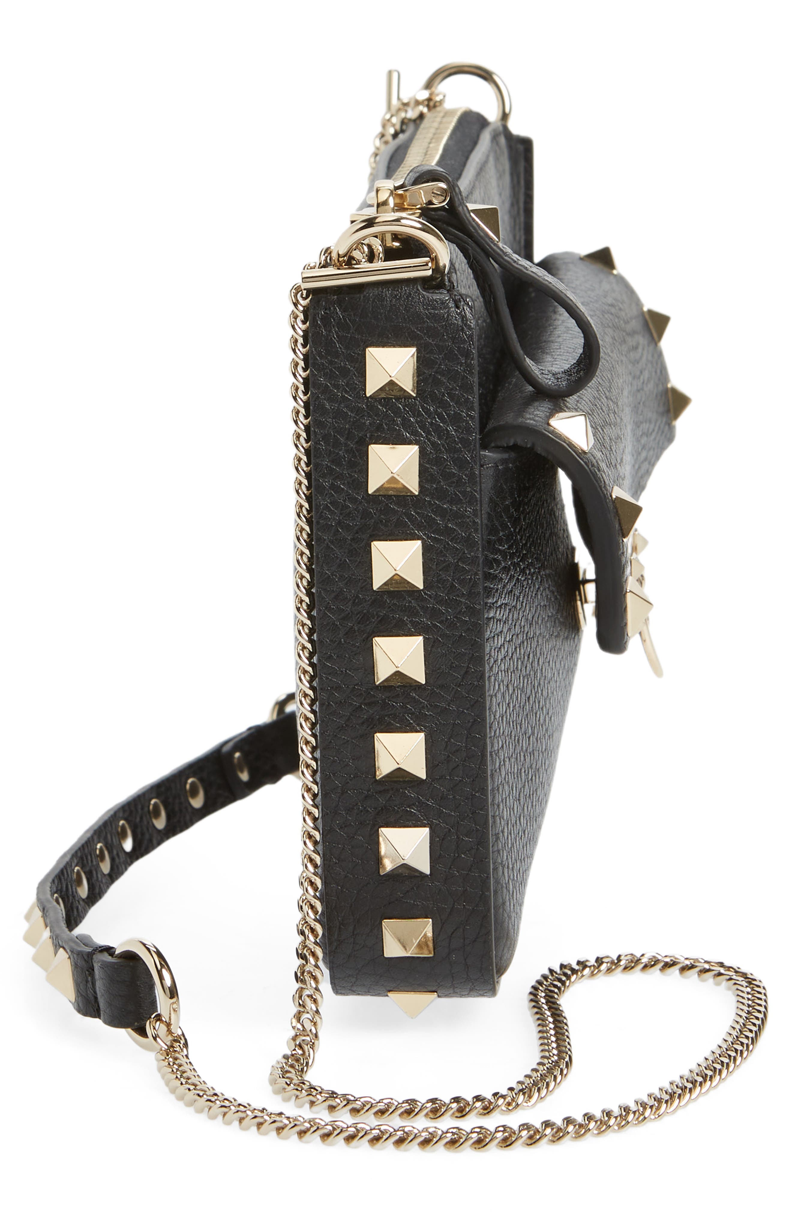 Valentino Garavani Rockstud Leather Pouch Shoulder Bag, Alternate, color, 