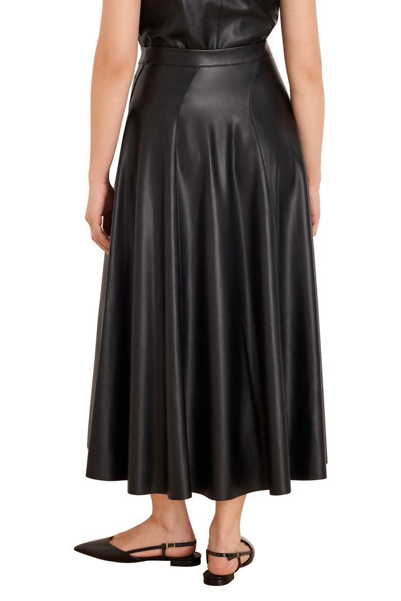 Faux Leather Seamed Midi Skirt, Alternate, color, BLACK ONYX