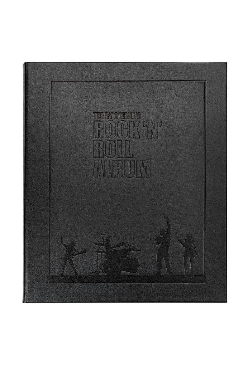 Terry O'Neill's Rock N Roll Album Leather Coffee Table Book, Main, color, Black