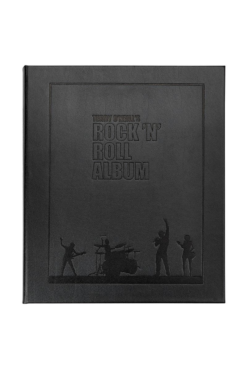 Graphic Image Terry O'Neill's Rock N Roll Album Leather Coffee Table Book, Main, color, Black