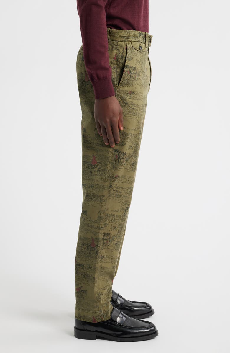 Brooks Brothers Heritage Print Flat Front Stretch Cotton Chinos, Alternate, color, Olive