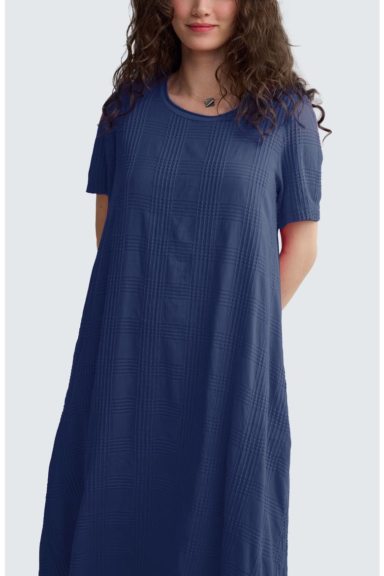 Calla Check-embroidered Dress, Alternate, color, Navy