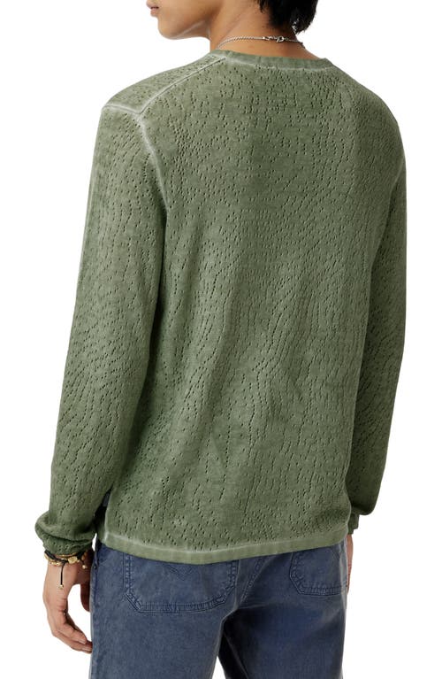 John Varvatos Camden Open Stitch Organic Cotton Sweater In Light Olive