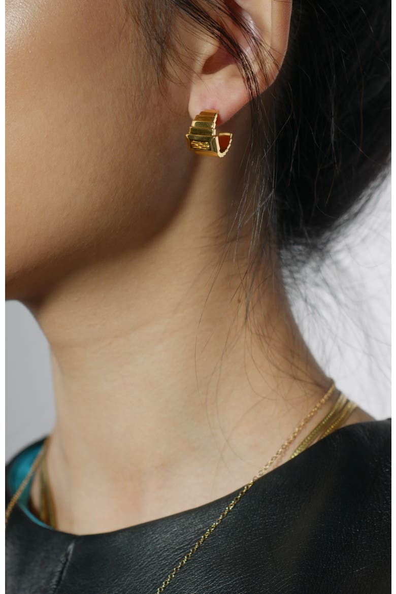 Tiered Block Hoops, Alternate, color, Gold