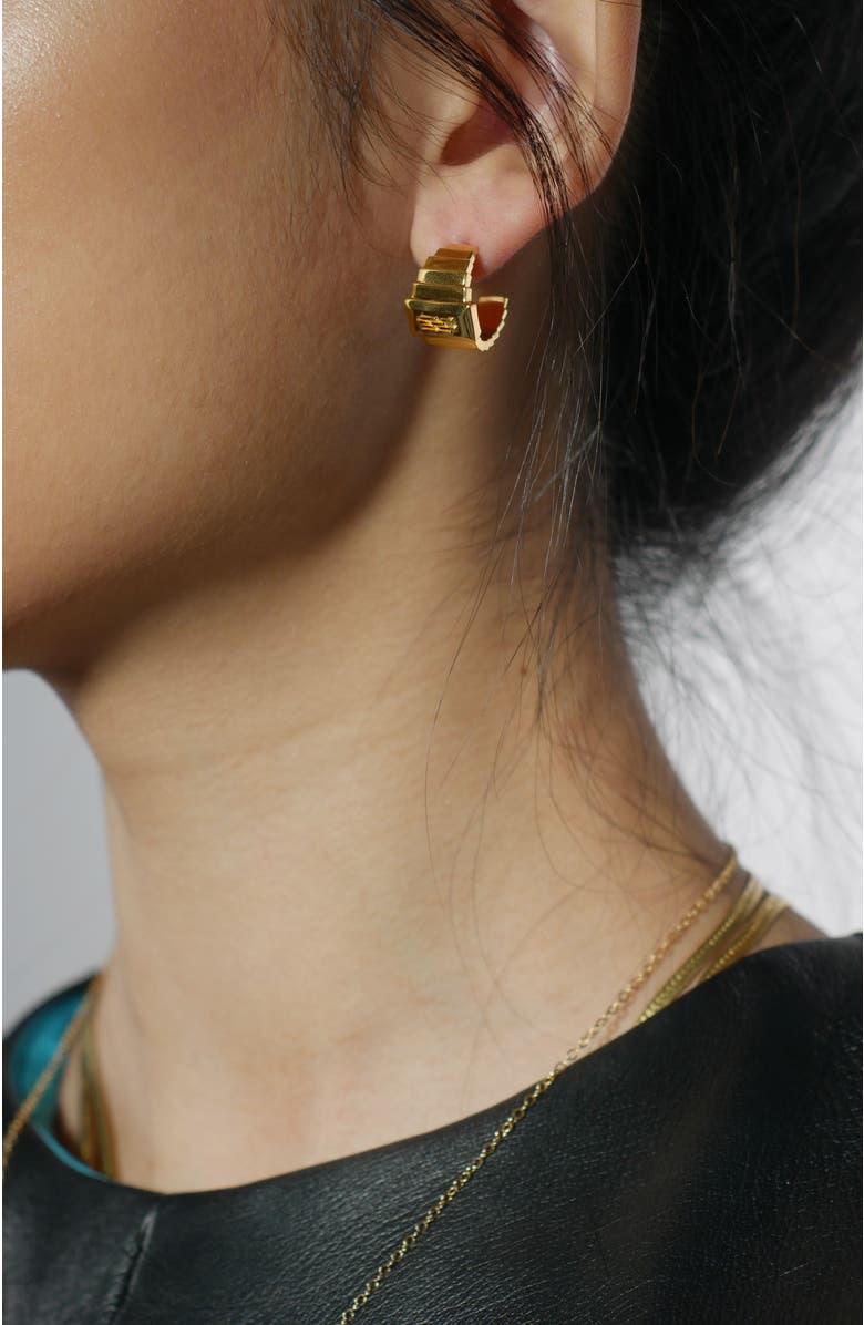 Gwen Beloti Tiered Block Hoops, Alternate, color, Gold