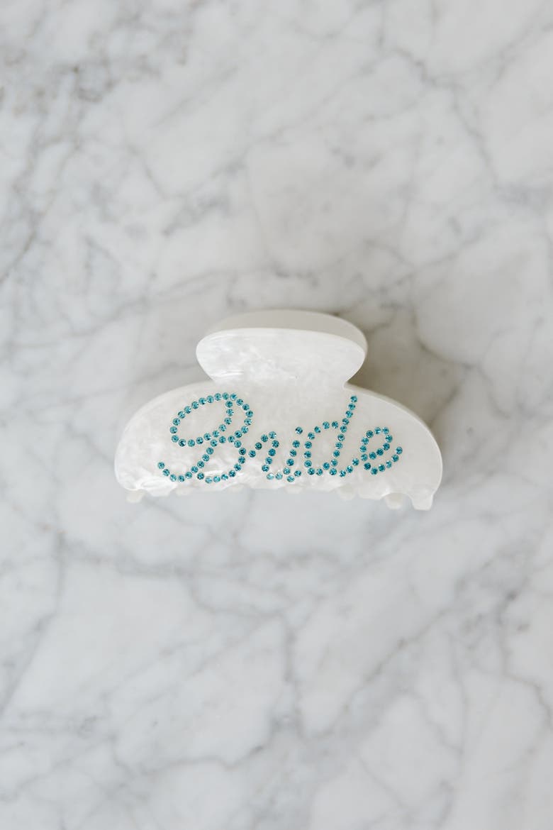 Something Blue Bride Crystal Claw Clip, Alternate, color, White
