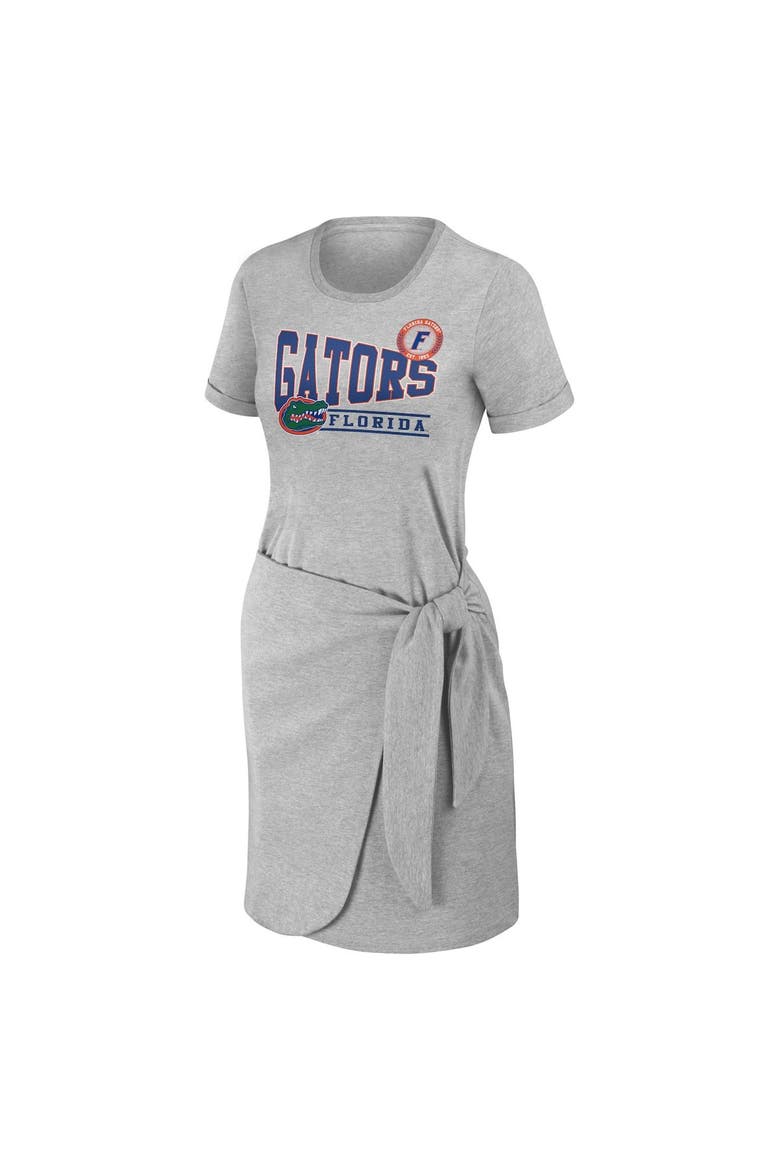 Women's WEAR by Erin Andrews Heather Gray Florida Gators Knotted T-Shirt Dress, Alternate, color, U. OF FLORIDA