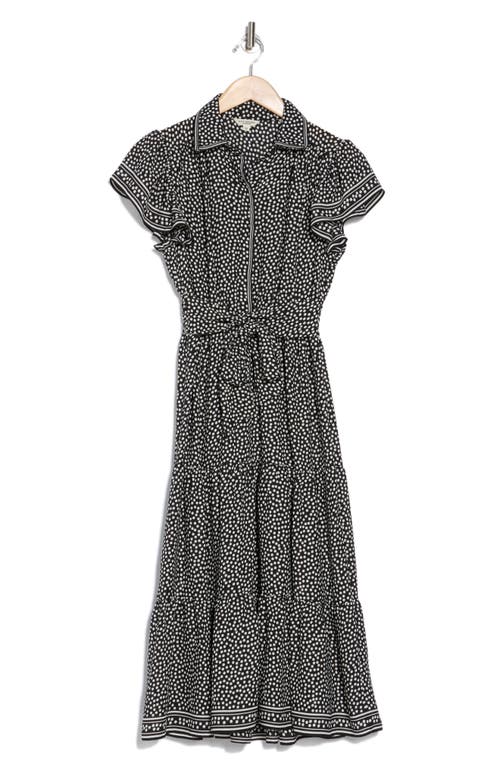 Max Studio Floral Tie Front Shirtdress In Gray