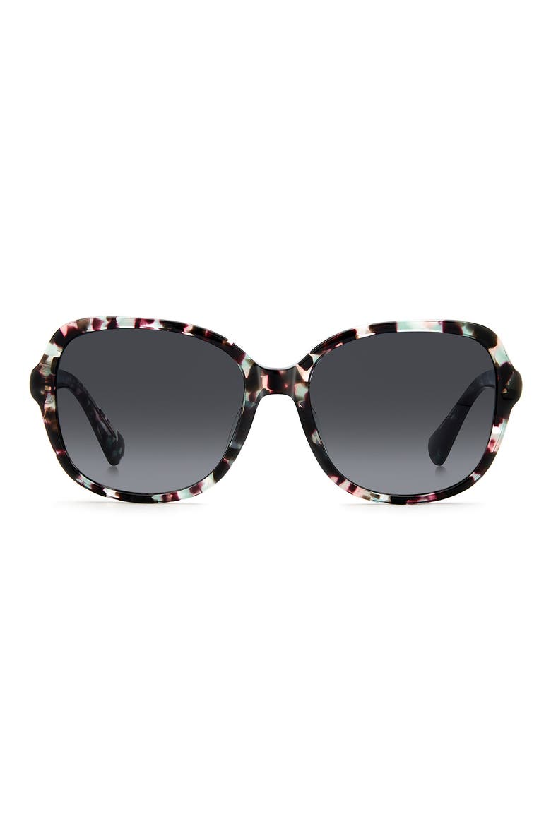 Eliza 57mm Geometric Sunglasses, Main, color, GREEN PINK HAVANA/ DARK GREY
